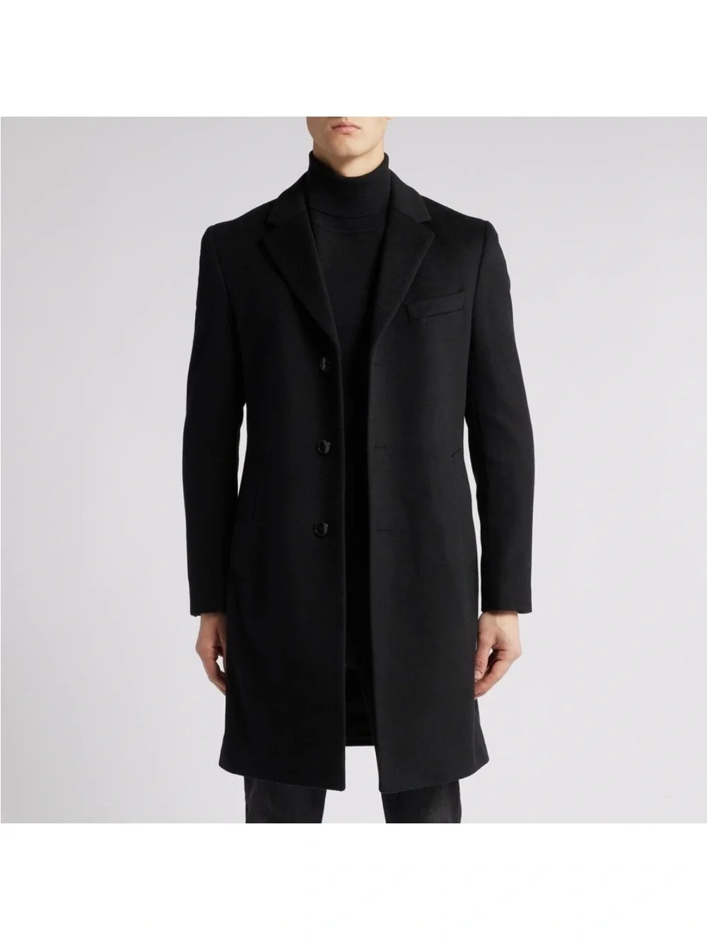 BOSS Cashmere-Wool Trench Coat in Black, Size IT 56, US 46R, NEW without Tag